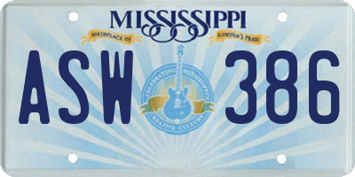 MS license plate ASW386