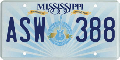 MS license plate ASW388