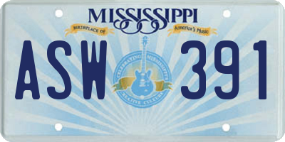 MS license plate ASW391