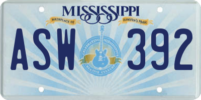 MS license plate ASW392