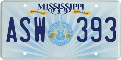 MS license plate ASW393
