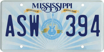 MS license plate ASW394