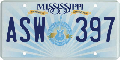 MS license plate ASW397