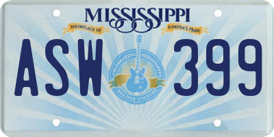 MS license plate ASW399