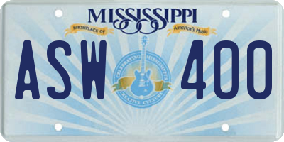 MS license plate ASW400