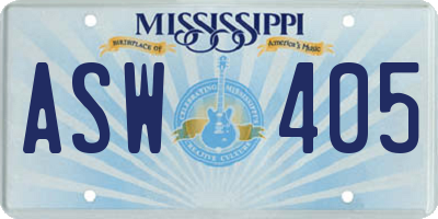 MS license plate ASW405