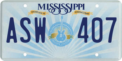 MS license plate ASW407