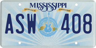 MS license plate ASW408
