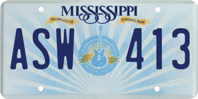 MS license plate ASW413