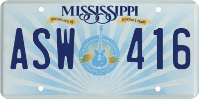 MS license plate ASW416
