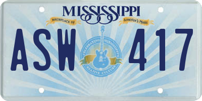 MS license plate ASW417