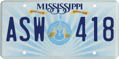 MS license plate ASW418