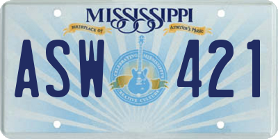 MS license plate ASW421