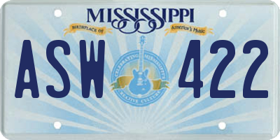 MS license plate ASW422