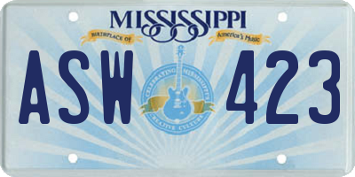 MS license plate ASW423