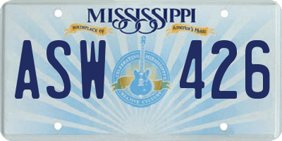 MS license plate ASW426
