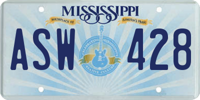 MS license plate ASW428