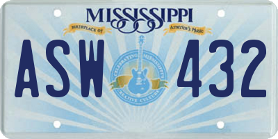 MS license plate ASW432