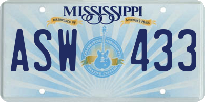 MS license plate ASW433