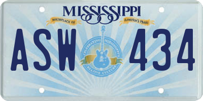 MS license plate ASW434