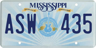 MS license plate ASW435
