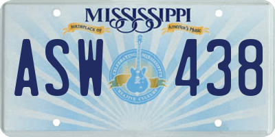 MS license plate ASW438