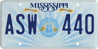 MS license plate ASW440