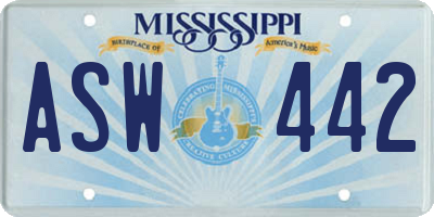 MS license plate ASW442