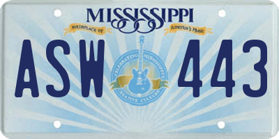 MS license plate ASW443