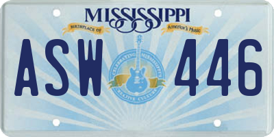 MS license plate ASW446