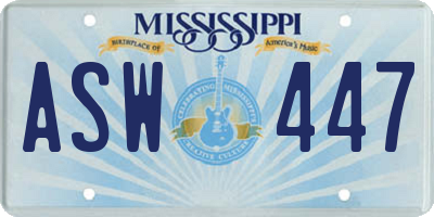 MS license plate ASW447