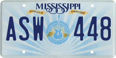 MS license plate ASW448