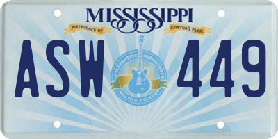 MS license plate ASW449