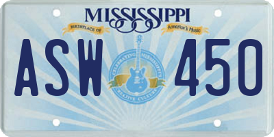 MS license plate ASW450