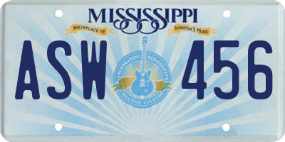 MS license plate ASW456