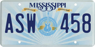 MS license plate ASW458