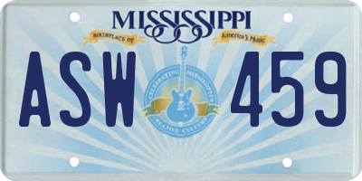 MS license plate ASW459