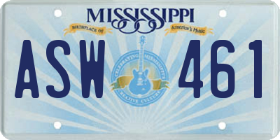 MS license plate ASW461