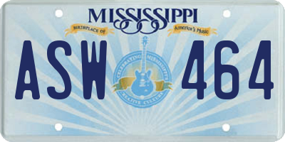 MS license plate ASW464