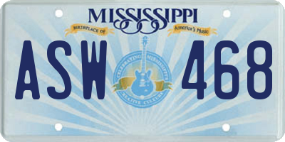 MS license plate ASW468
