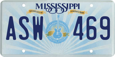 MS license plate ASW469
