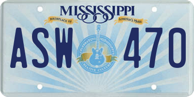 MS license plate ASW470