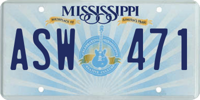 MS license plate ASW471