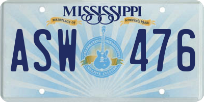 MS license plate ASW476