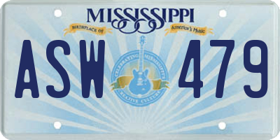 MS license plate ASW479