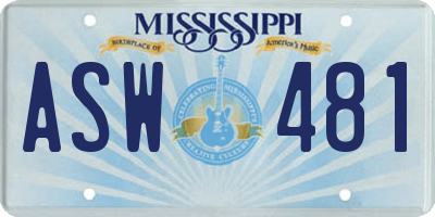 MS license plate ASW481