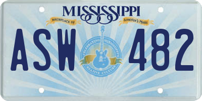 MS license plate ASW482
