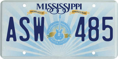MS license plate ASW485