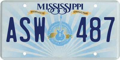 MS license plate ASW487
