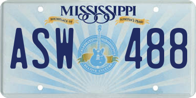 MS license plate ASW488
